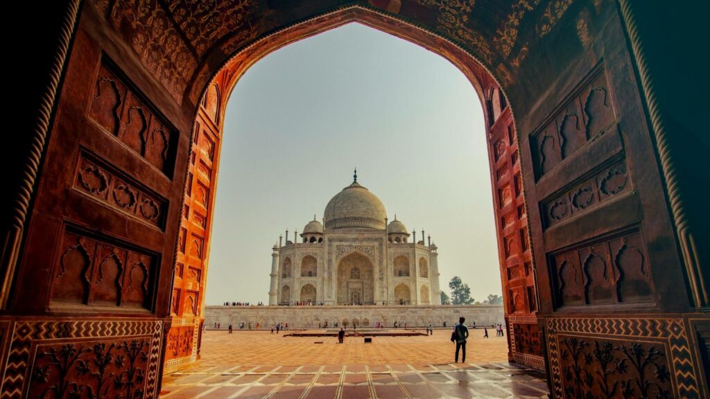 View of Taj Mahal from a gate